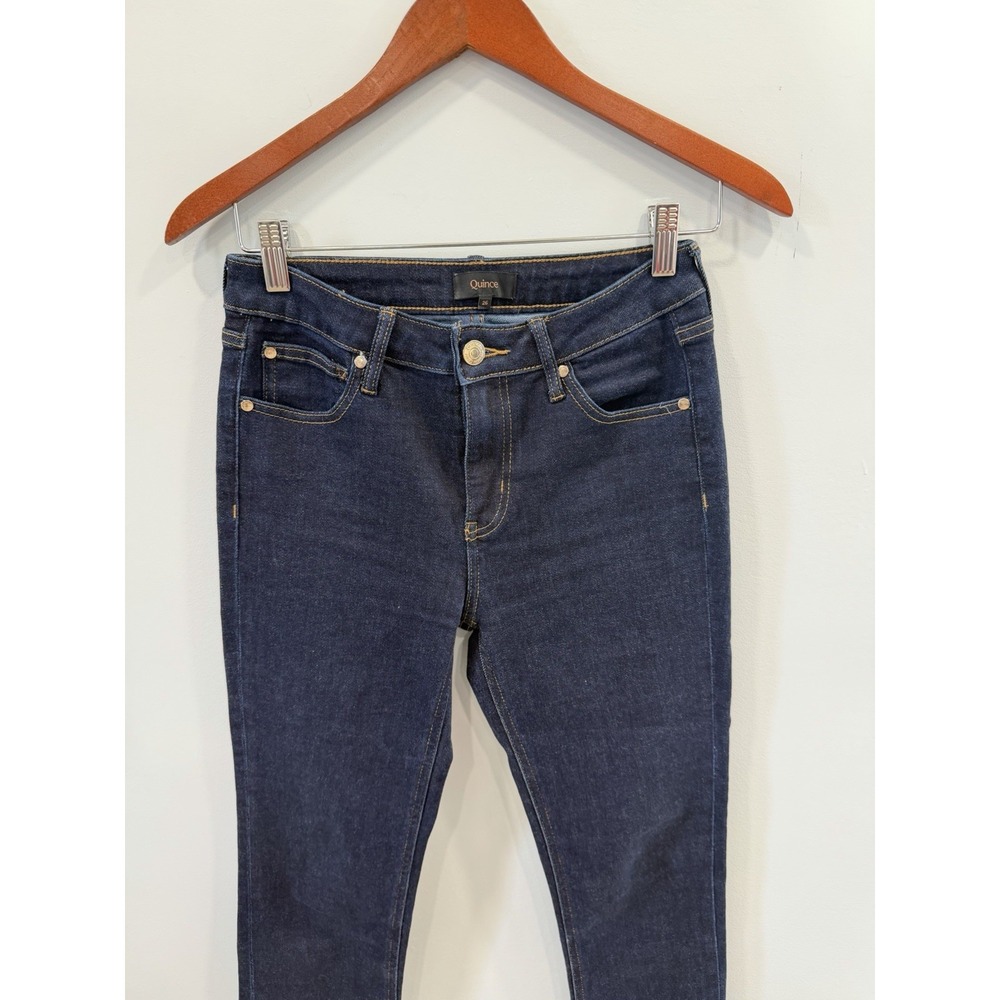 Quince Women's Size 26 Dark Wash Skinny Jeans Organic Cotton Stretch Denim - Picture 6 of 12